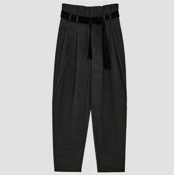 Zara Paperbag Striped Trousers - Picture 6 of 6